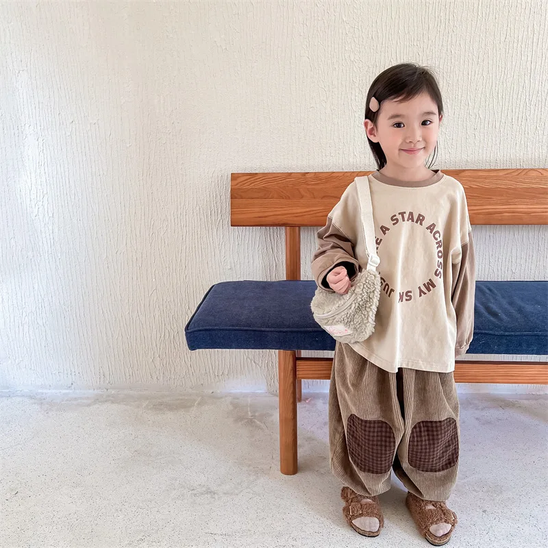 2022 Autumn New Children Long Sleeve T Shirt Fashion Letter Print Girls T Shirts Loose Kids Casual Tops Cotton Baby Boys T Shirt