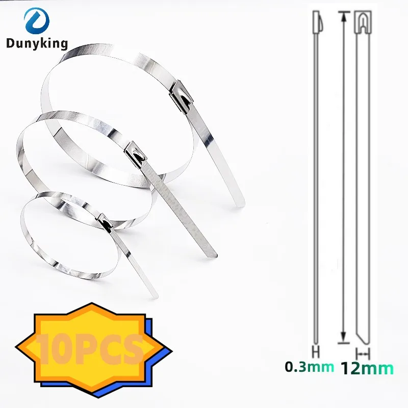 10, 20, 50, 100, 200 шт., 12 мм, 0,47 дюйма, выхлопная пленка, многоцелевая металлическая кабельная стяжка из нержавеющей стали 304, самоблокирующаяся застежка-молния