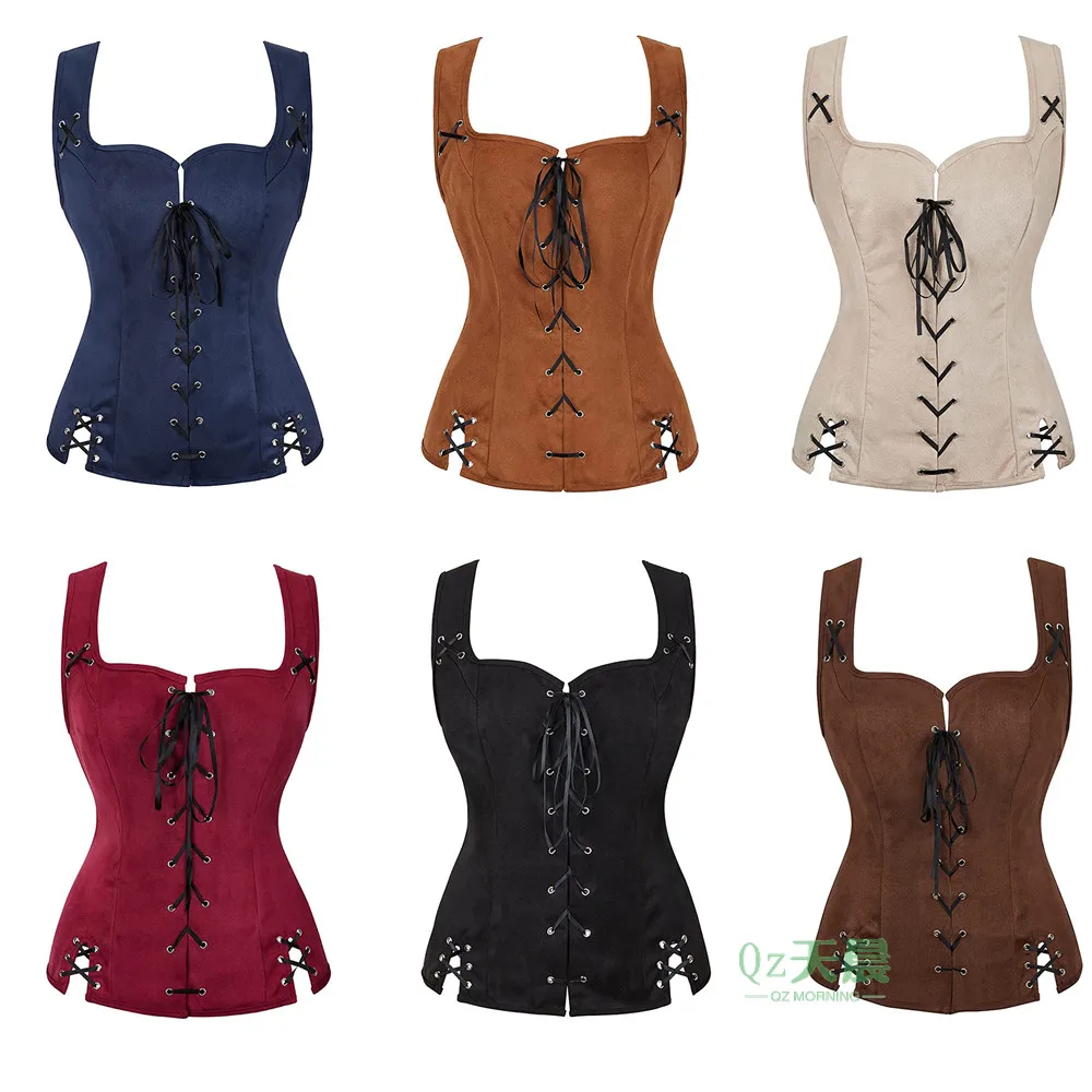 

Gothic Steampunk Corset Bustier for Women's Renaissance Pirate Corsets Medieval Straps Vest Halloween Bodice Plus Size Corselete