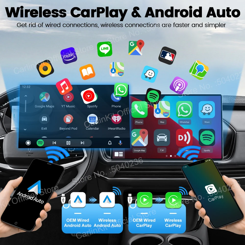 CarlinKit 5.0 Mini 5 Pro Беспроводной Android Auto адаптер CarPlay 2 4G и 8 ГГц WiFi BT Автоматическое
