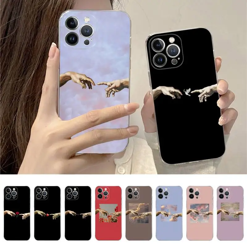 

The Creation of Adam Phone Case For iPhone 14 11 12 13 Mini Pro XS Max Cover 6 7 8 Plus X XR SE 2020 Funda Shell