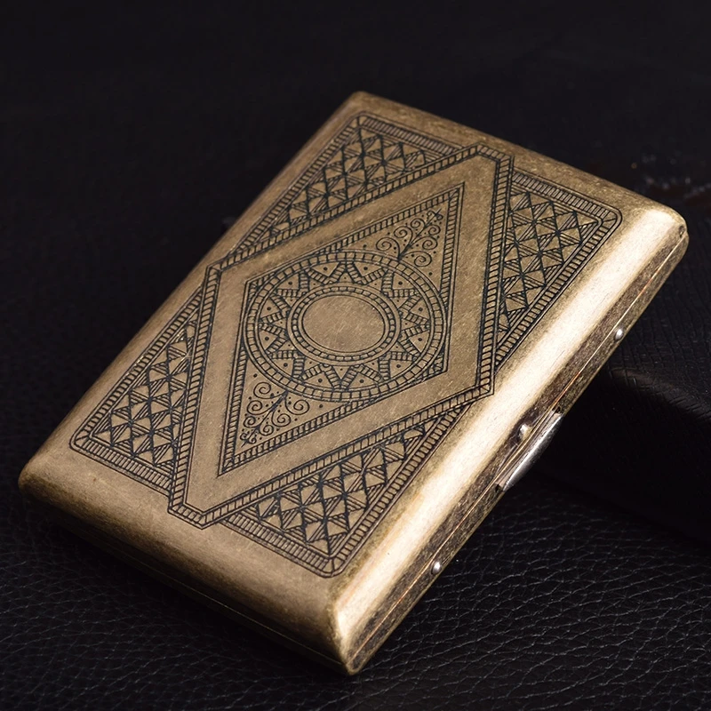 

14-16Pcs Copper Knurled Retro Cigarette Case Ultra-thin Portable Smoking Set Moisture-proof Cigarette Accessories Men's Gift
