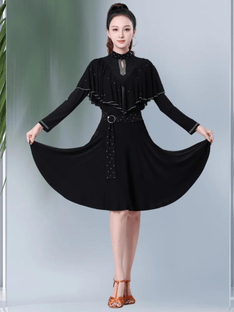 Женская юбка для бальных танцев Однотонная с завышенной талией