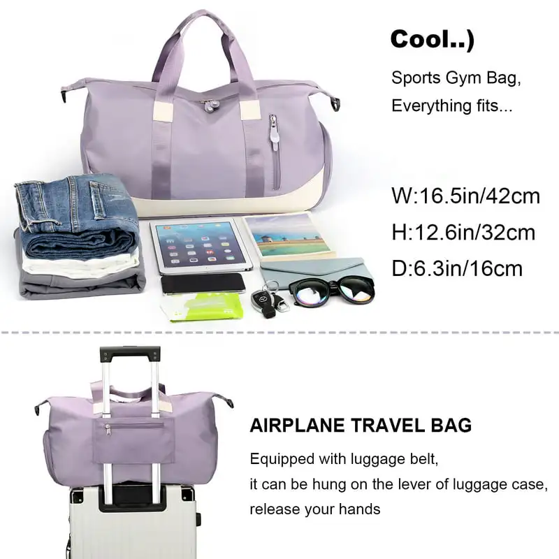 Premium Quality, Durable & Versatile Pink Travel Duffel Bag with Wet Pocket & Shoes Compartment - Perfect Overnight Bag For Men