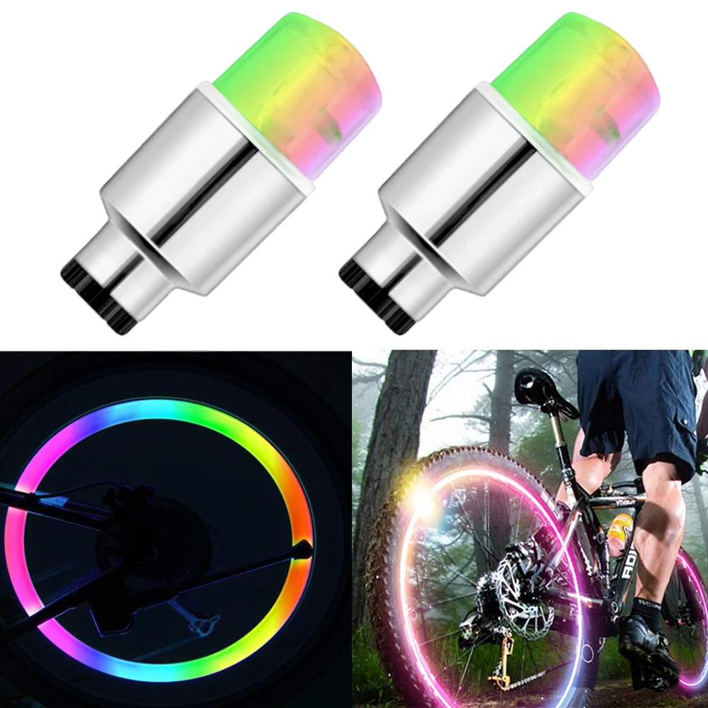 

2pc Car Light Bike Hub Lamp Wheel Tire Tyre Valve Flash Neon LED Auto Dust-proof Cap Spoke Car Valve Stems Lamp Caps Accessories