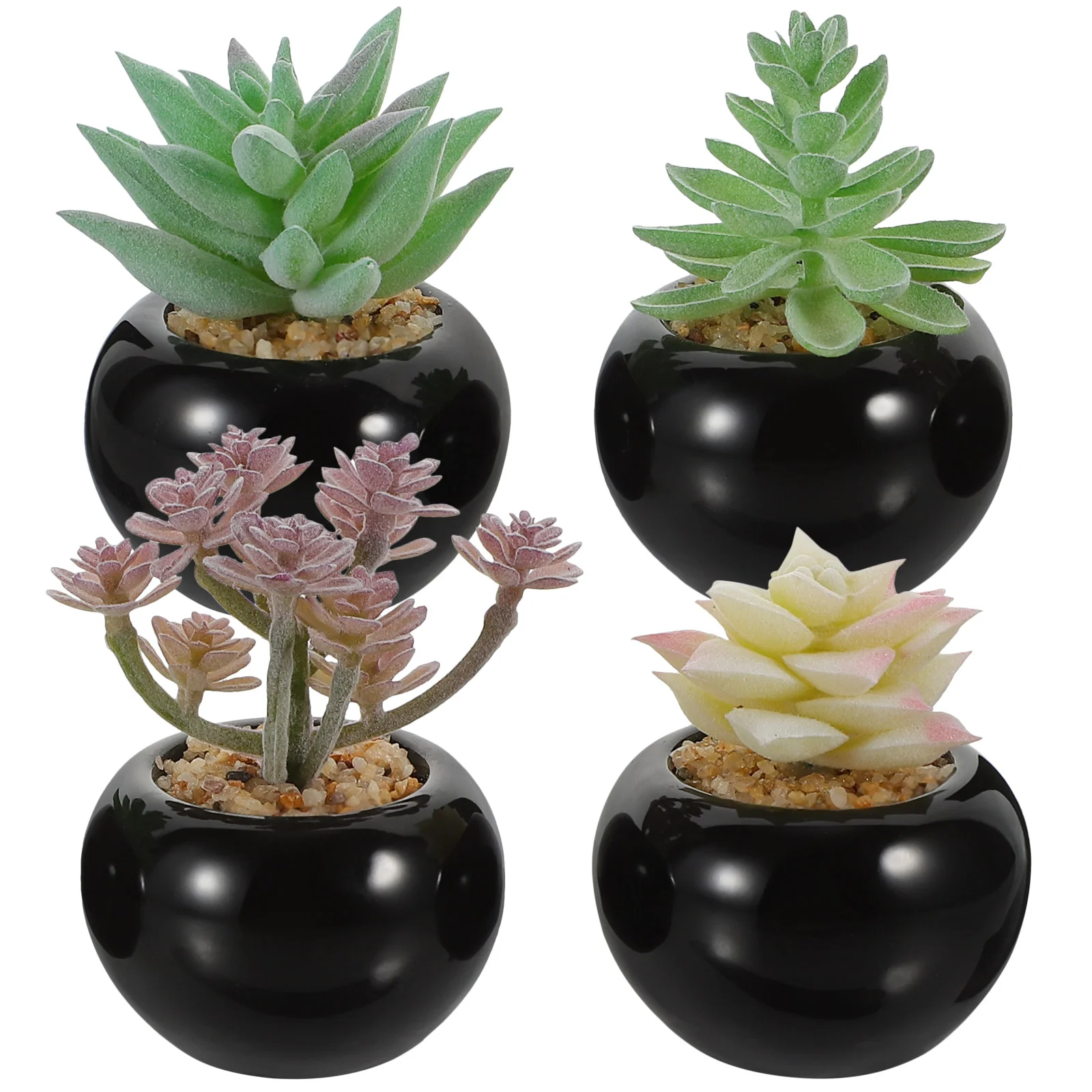 

4 Pcs Simulated Bonsai Decor Mini Succulents Artificial Fake Plants Desk Potted Dropshipping Miniature Ceramics Faux