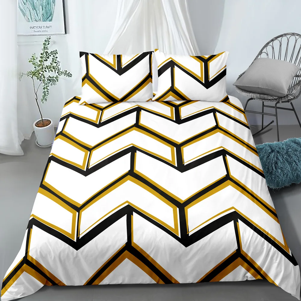 

Set Black White Duvet Cover With Pillowcase Adults Kids Soft Quilt Cover Simple Flowers Home Textiles Geometry Diamond Bedding