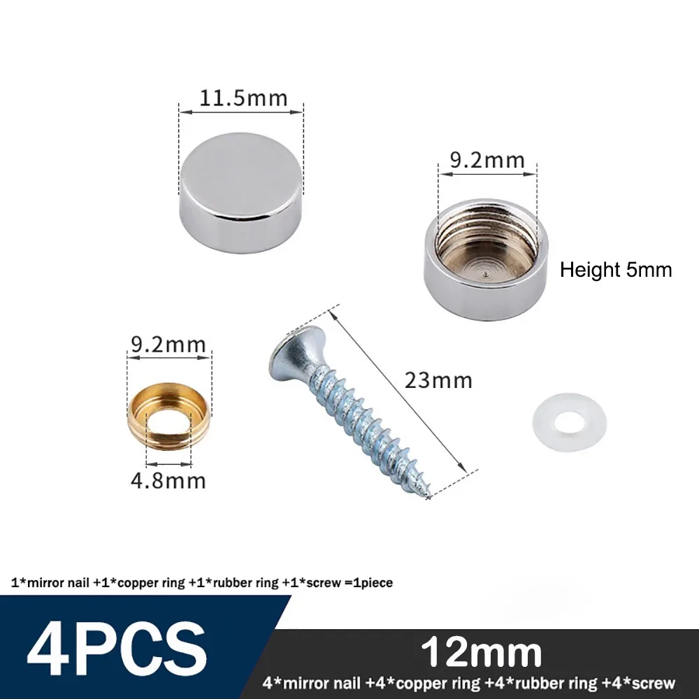 4 шт., медные крепежные винты для декоративного зеркала, крышка, гвозди, крепеж для рекламной доски, чайные столики, шкафы, стеклянная мебель