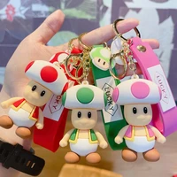 kawaii toad keychain japanese anime game mario keyring key chain pendant for bag phone car accessories jewelry gifts