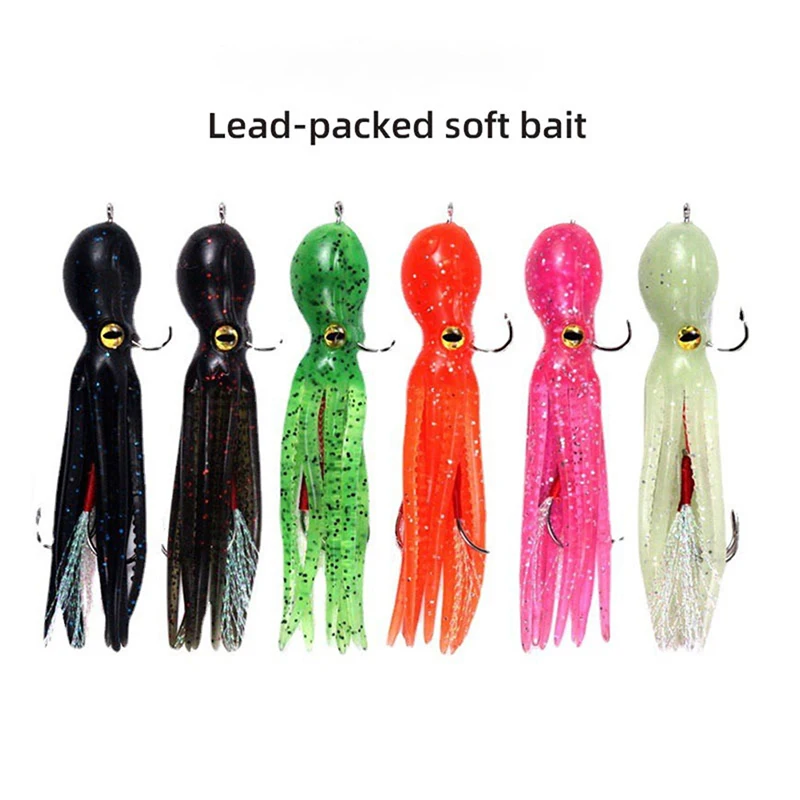 

21g/11cm Squid Skirts Fishing Soft Bait Artificial Saltwater Sea Lure Tackle Pesca Fishing Tackle Double Sharp Hook Assist Rig