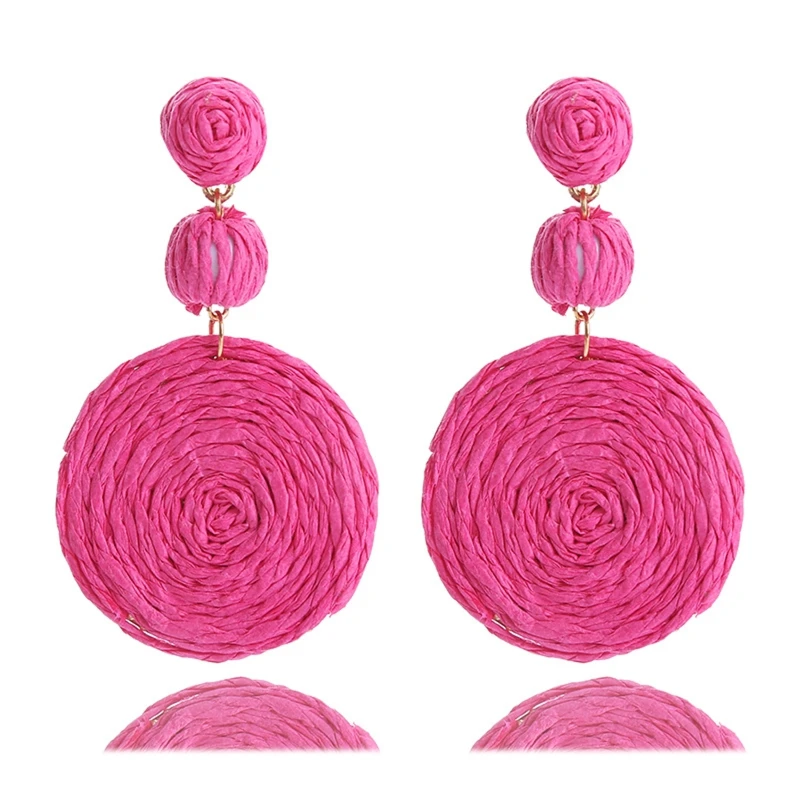 

Big Round Geometric Hoop Earrings Summer Beach Boho Pendant Exaggerated Earrings