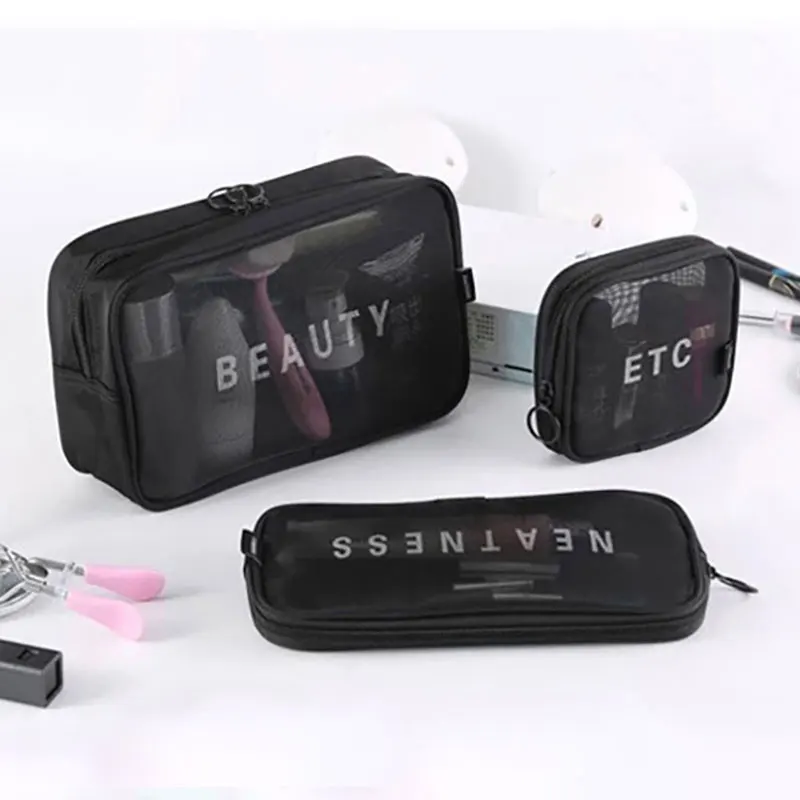 

Women's Cosmetics Bag Girl Makeup Bag Washable Net Yarn Organizer For Cosmetics Storage Bag Travel Toiletries Storage Organizer