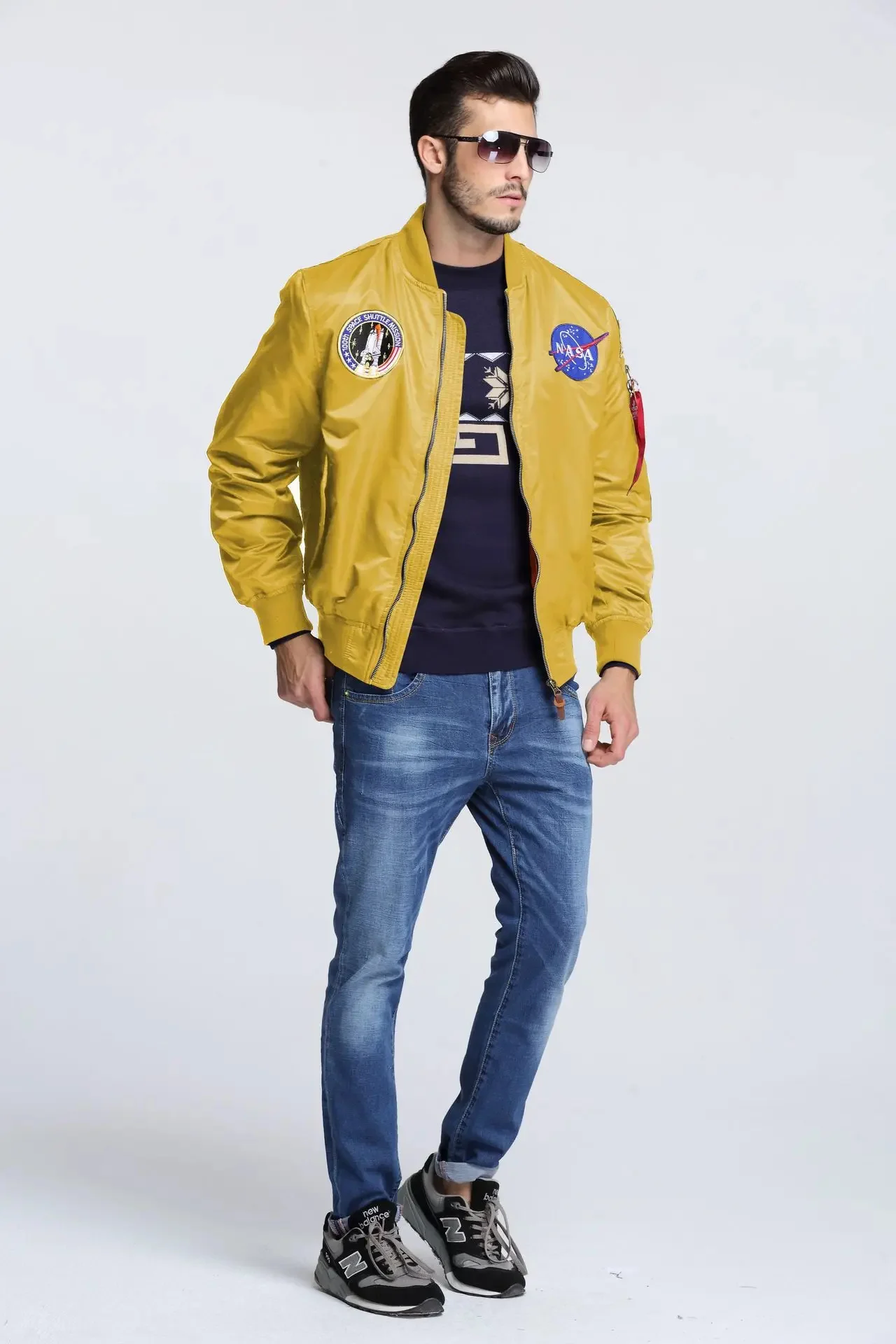 Весенне-осенняя тонкая бейсбольная куртка ВВС США с вышитым значком NASA Pilot