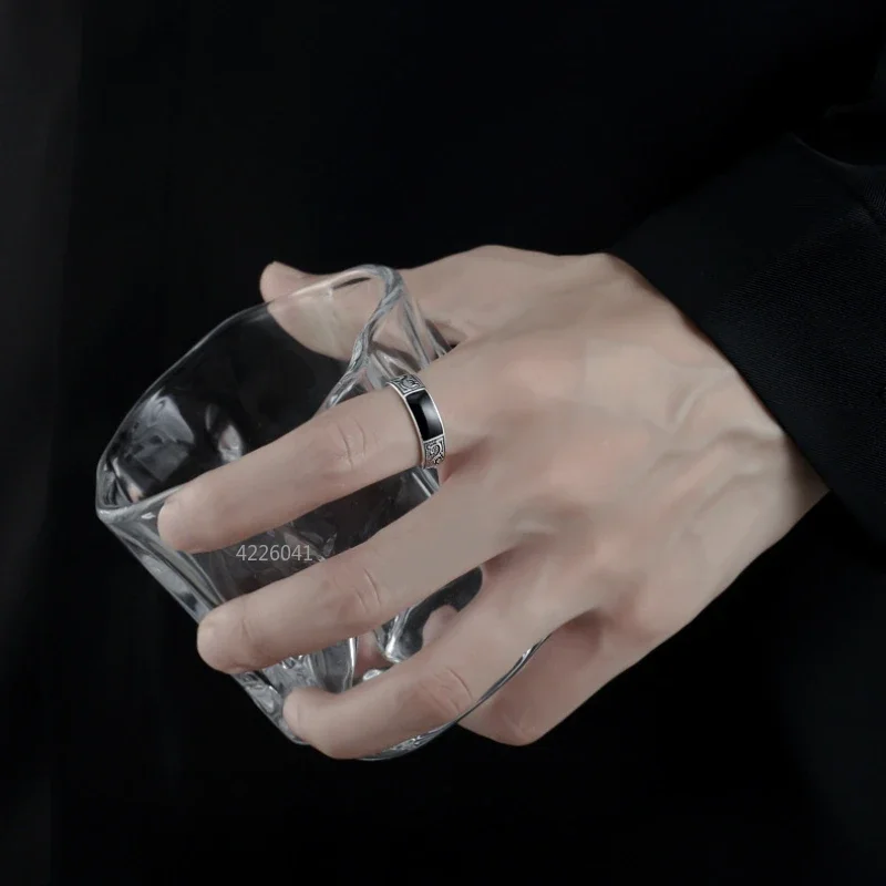 Anillo модное серебряное кольцо для мужчин ювелирные изделия черное прямоугольное