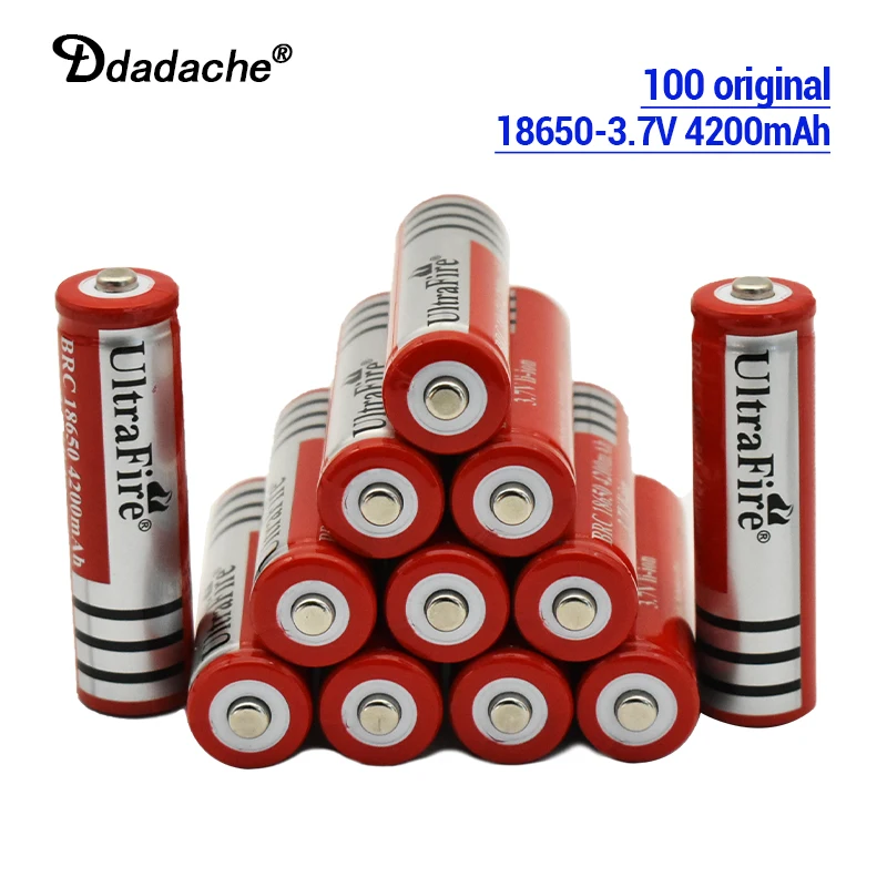 

100 NEW original large capacity 18650 3.7V 4200mAh 18650 Lithium Rechargeable Battery For GTL EvreFire Flashlight batteries