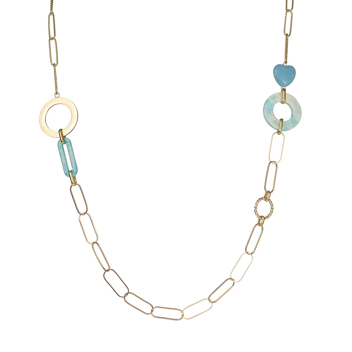 

Women Necklace Circle Heart Stainless Steel Hip Hop Unique Gold Color Long Chain Party Jewelry
