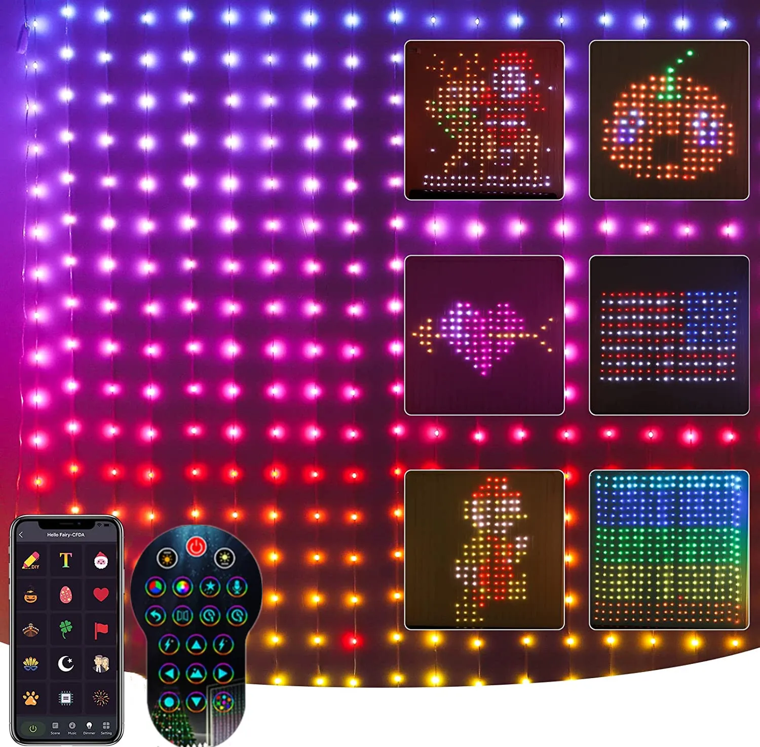 DIY LED Curtain Lights Smart APP Control String Lights Garland for Bedroom Window Christmas Navidad Wedding Party Decoration