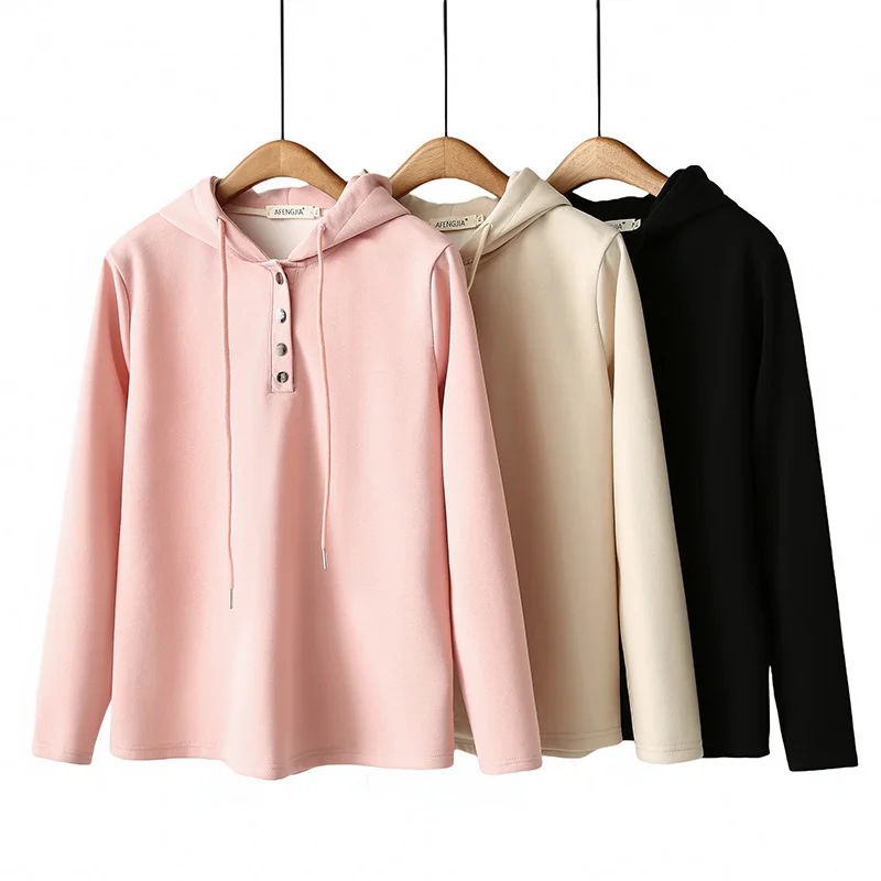 Женская толстовка с длинным рукавом свободная капюшоном модель размера плюс