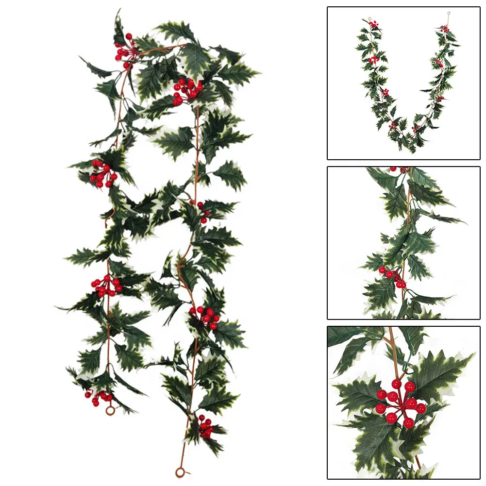 

Garland Christmas Rattan Party Ornaments Home Decorations 36pcs Red Fruit Simulation Stair Handrail Wall Swag Fireplace