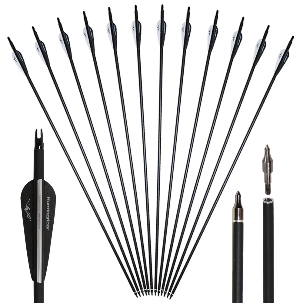 

Carbon Arrows for Archery Bow Spine 500 ID 6.2mm Hunting Shooting Arrows for Recurve/Compound Bow