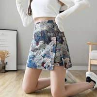 fashion bear slit skirt womens 2022 autumnwinter new high waist anti slip a line short skirt mini