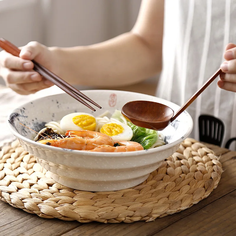 

FANCITY Retro ceramic Japanese noodle bowl salad bowl vegetable bowl big soup bowl creative home restaurant ramen bowl