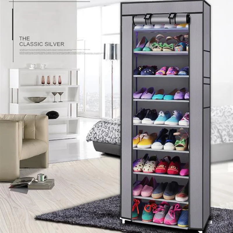 

Ionable Room-saving 9 Lattices Non-woven Fabric Shoe Rack Gray[US Stock]