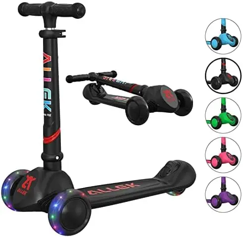 

Складной самокат F02, 3-колесный светодиодный мигающий планер и 4 регулируемых по высоте с противоскользящей толстой палубой, самокат для детей 3-