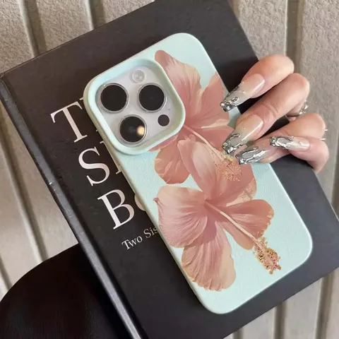 Элегантный высокоэстетичный чехол для телефона с розовым гибискусом для iPhone 16 Pro Max 15, 14, 13, 12, 11, 16, 15, 14 Plus, защитный чехол от падения