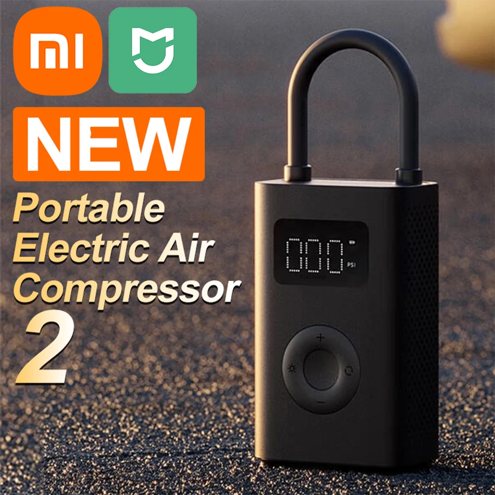 

Xiaomi Mijia Air Pump 2 2023 Портативный универсальный электрический воздушный компрессор с 2 сенсорными башмаками для автомо...
