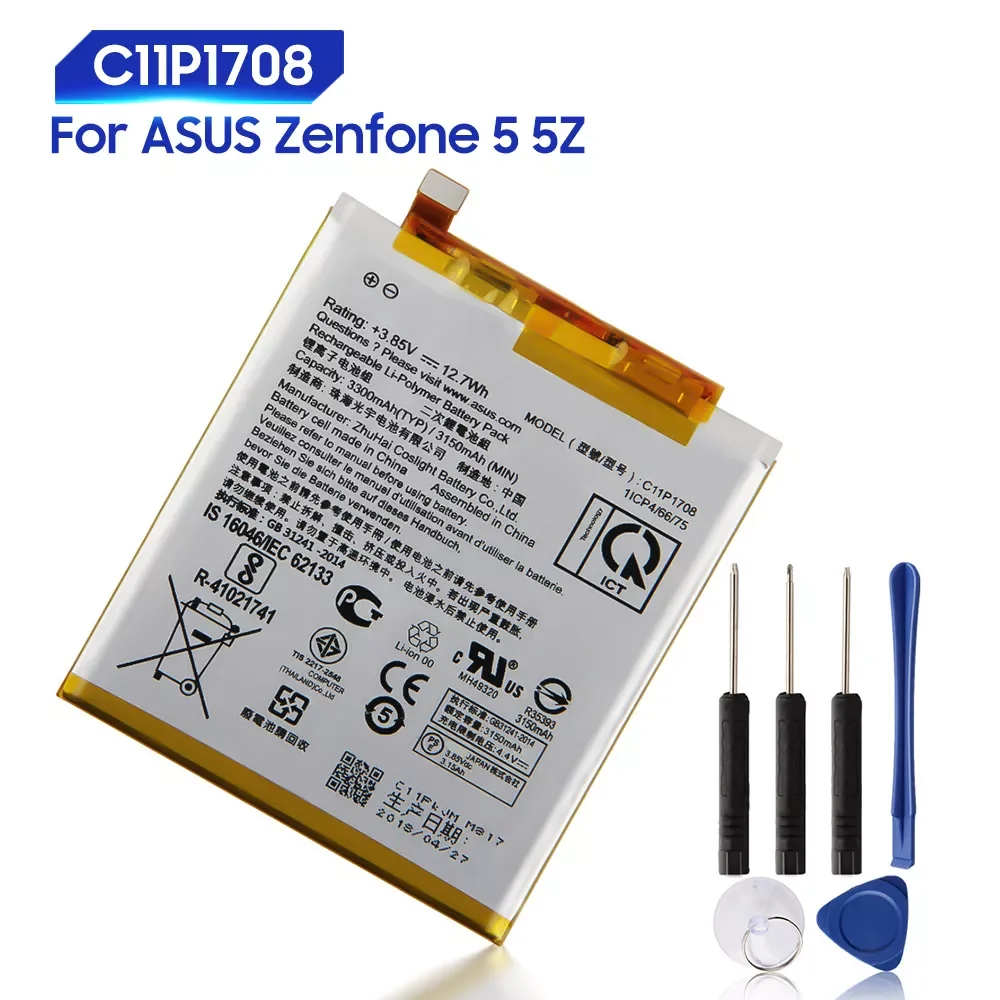 

2023New Original Replacement Battery For ASUS ZenFone 5 5Z ZS620KL ZE620KL Z01RD X00QD C11P1708 Genuine Phone Battery 3300mAh