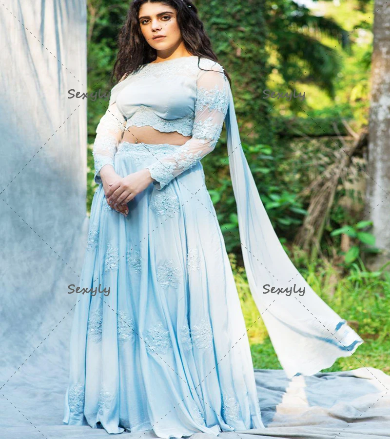 

Элегантное светильник-голубое женское платье из двух частей, кружевное официальное платье для вечеринки, турецкое арабское платье Дубая, п...