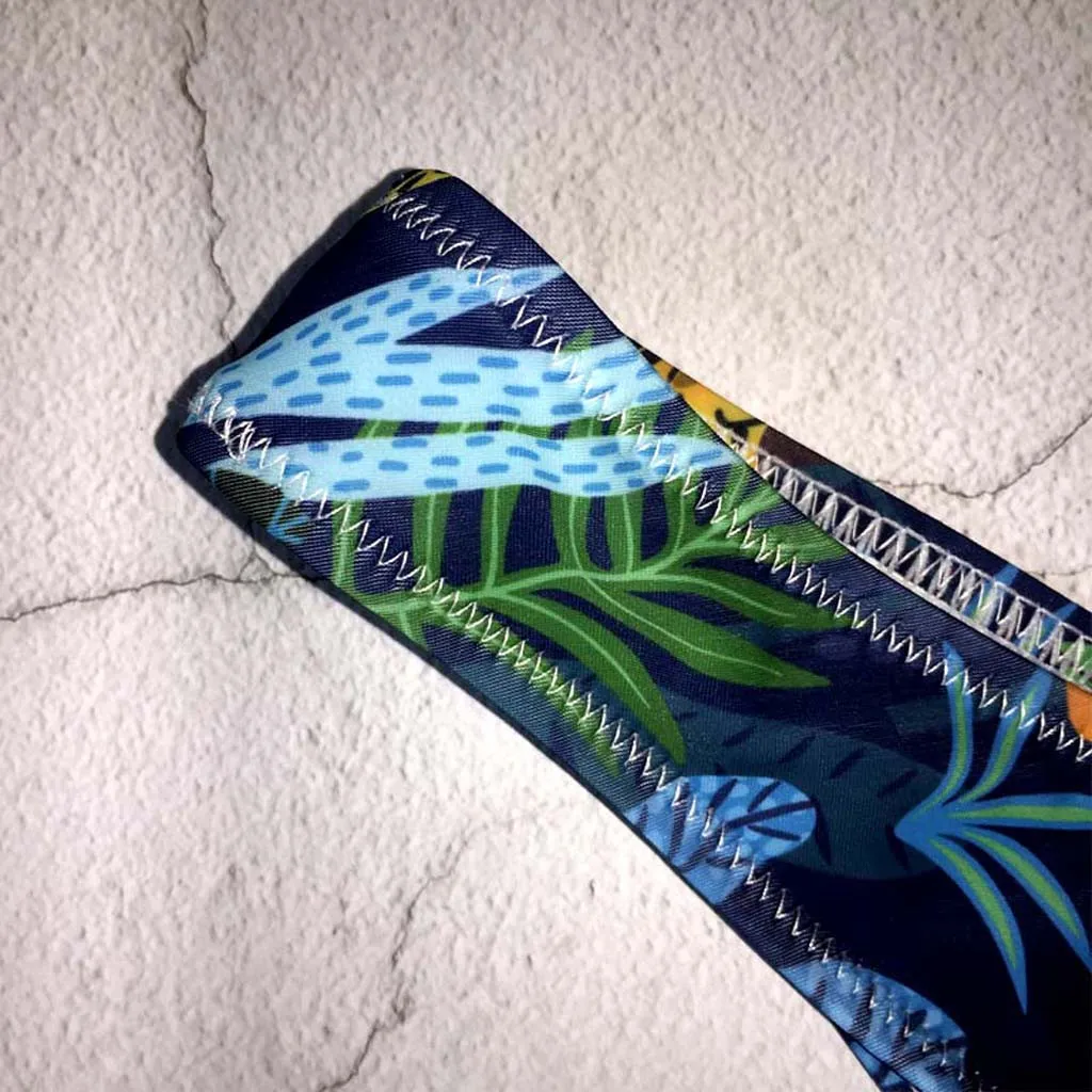 Сексуальное женское бикини с принтом листьев купальник высоким вырезом пляжные