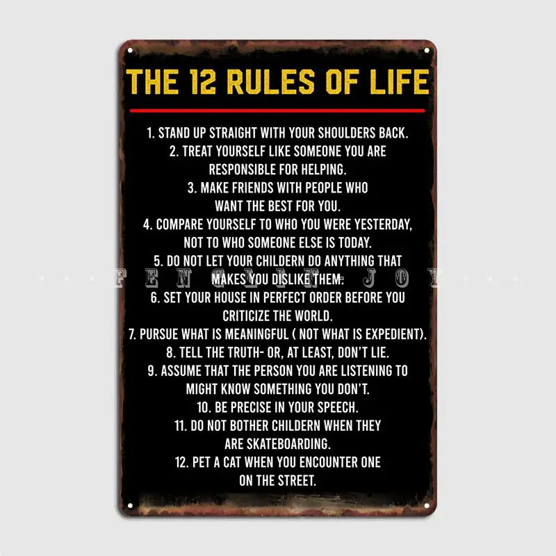 

The 12 Rules Of Life Poster Metal Plaque Retro Pub Garage Plaques Cinema Kitchen Tin Sign PosterRoom Bar Cafe Wall Paintings