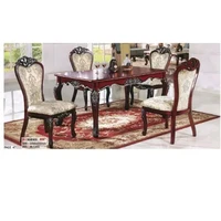 modern european solid wood dining table fashion carved leather french dining roon furniture hc0045