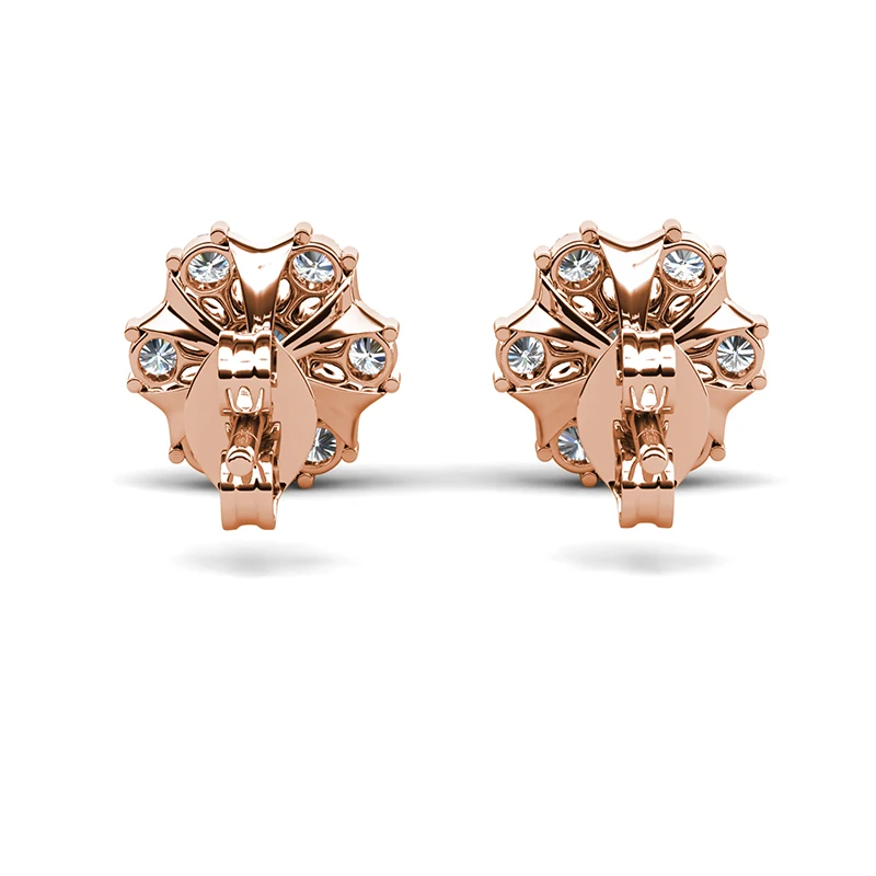 Фото Daisini Серьги-гвоздики с цветочным принтом из латуни, украшенные кристаллами Swarovski, розовое золото, дизайн со сверкающими кристаллами №5