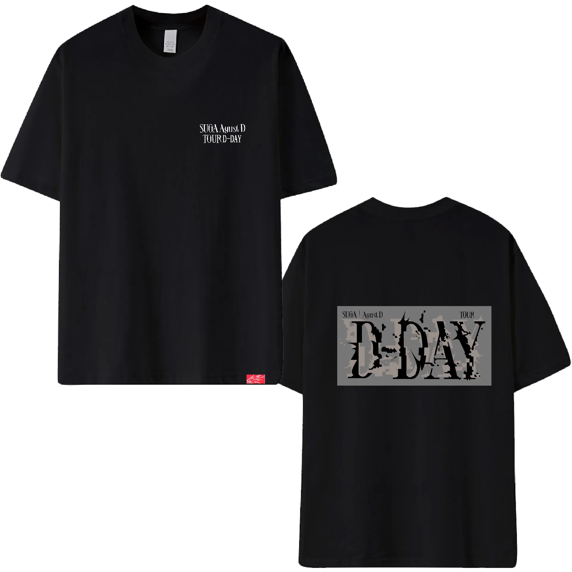 

Kpop AGUST D D-DAY TOUR MERCH Vocal Concert Same Black T-shirt O-neck Short Sleeved Cotton T-shirt Y2K Oversize Hip Hop Top Tee