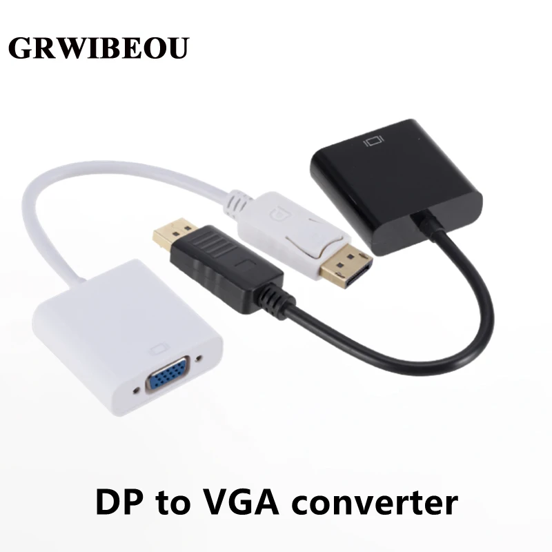 

GRWIBEOU DisplayPort Display Port DP to VGA Adapter Cable Male to Female Converter for PC Computer Laptop HDTV Monitor Projector