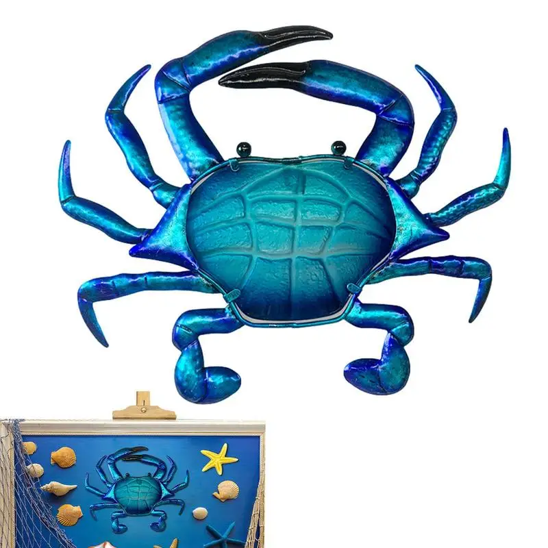 

Metal Blue Crab Wall Art Large Coastal Ocean Decor Iron Crab Sculpture Durable Crab Wall Hangings For Living Room Bedroom