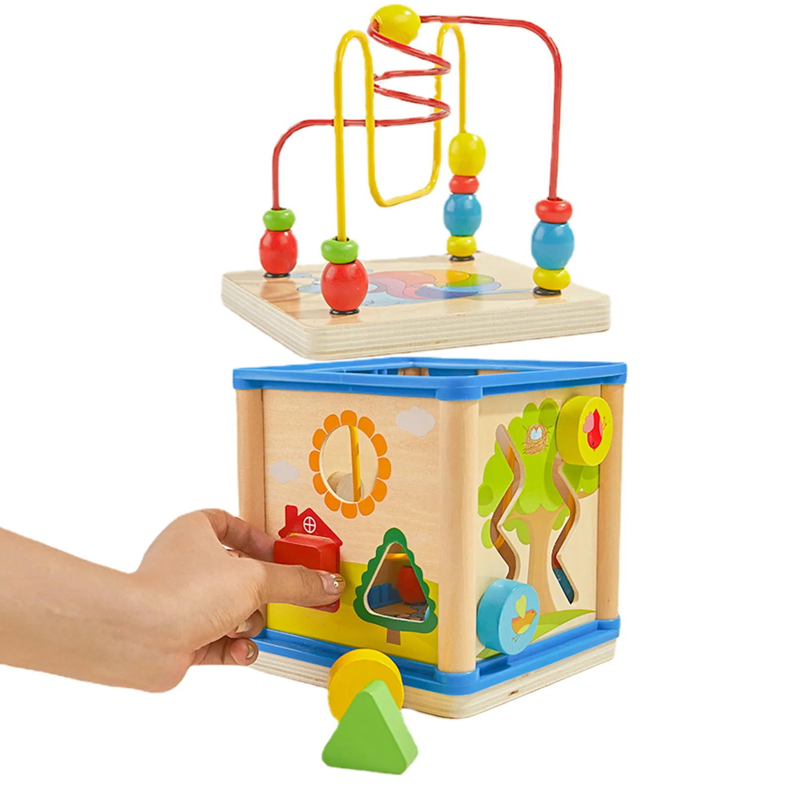 

Игрушка-лабиринт Монтессори со съемными бусинами, лабиринт в форме сортировки, американские горки, деревянная развивающая круглая игрушка ...