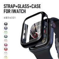 strapglasscase for apple watch band 44mm 40mm iwatch band 42mm 38mm silicone bumperbracelet for apple watch series 4 3 5 se 6