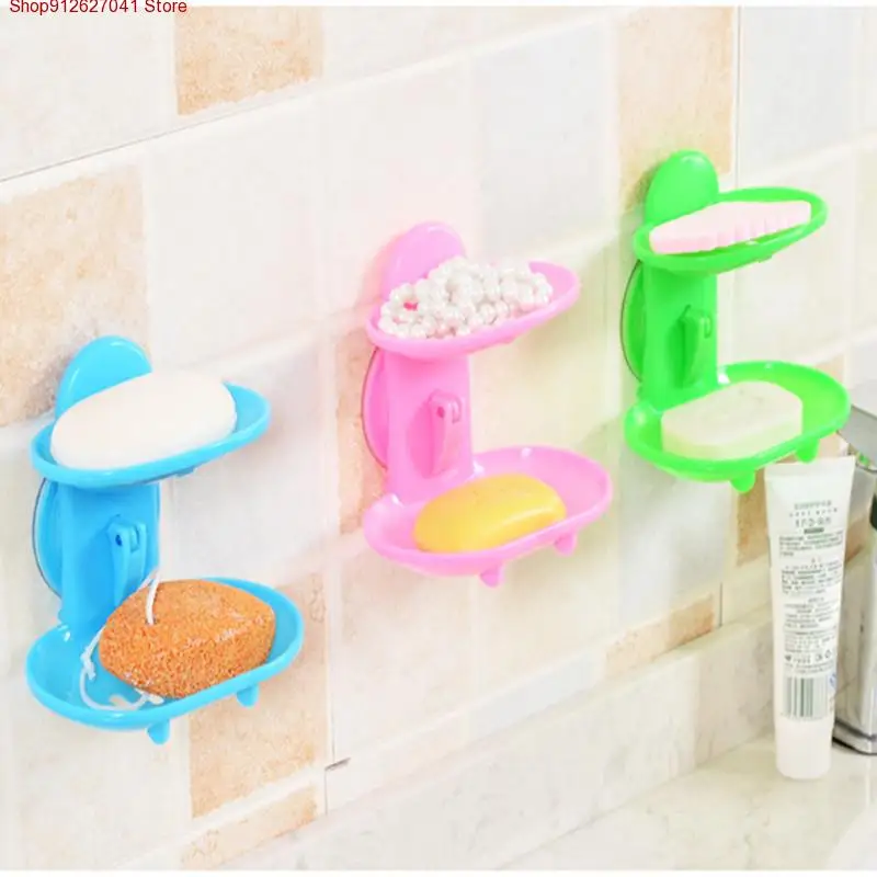 

Kitchen Tools Bathroom Accessories Soap Holder Two Layer Suction Holder Soap Dish Storage Basket Soap Box Stand