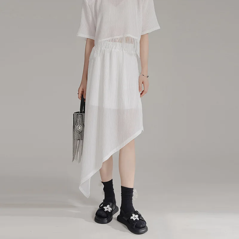 Женская трикотажная юбка асимметричного покроя модная дизайнерская летняя в