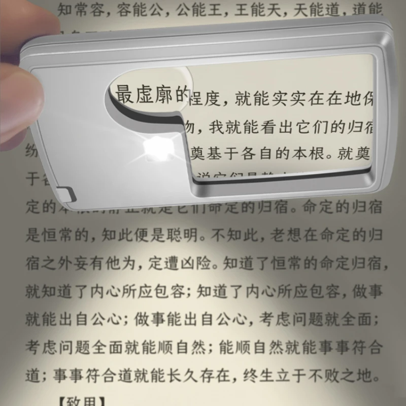 

Portable multi-function 20x card magnifying glass HD elderly reading with light at home