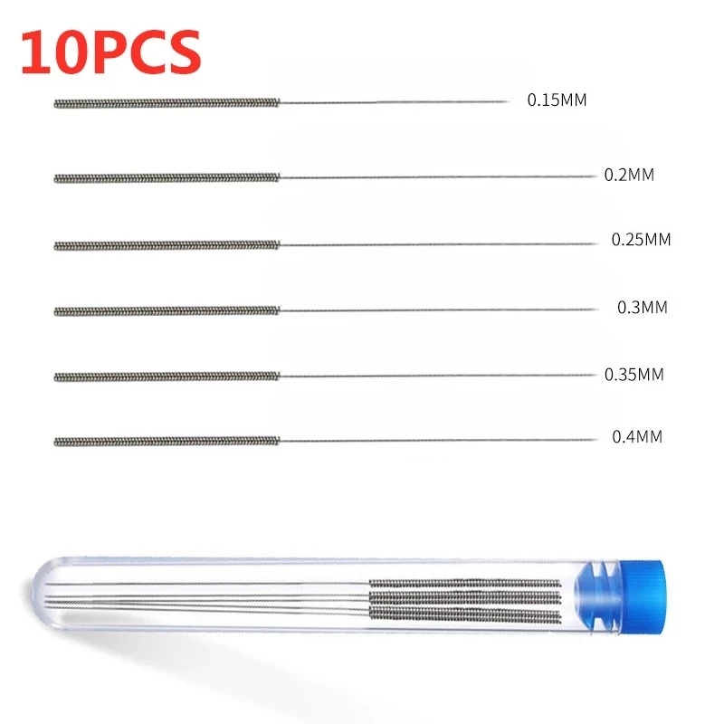 

10PCS Nozzle Cleaning Needle Special Drill Cleaner Stainless Steel For MK8 V6 Nozzles Through Holes 0.15-0.4mm 3D Printer Parts