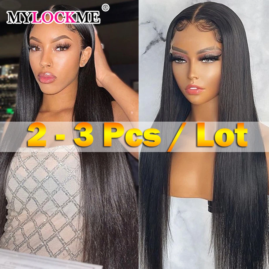 

3 шт., женские парики из натуральных волос, 13x 4, 4x4