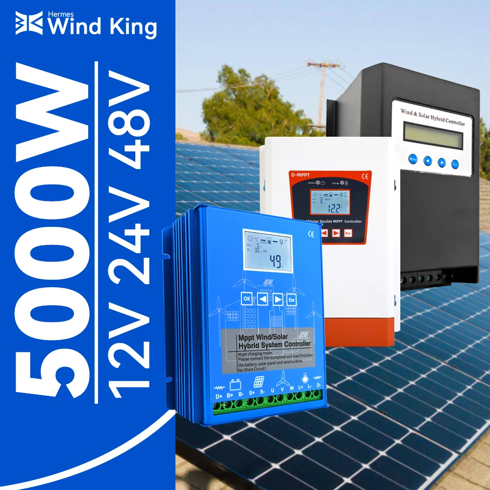 

Windking 5000w Solar Panel MPPT Charge Controller Wind Hybrid System 12v 24v & 24v 48v Auto Windmills Turbine For Home Use 1111
