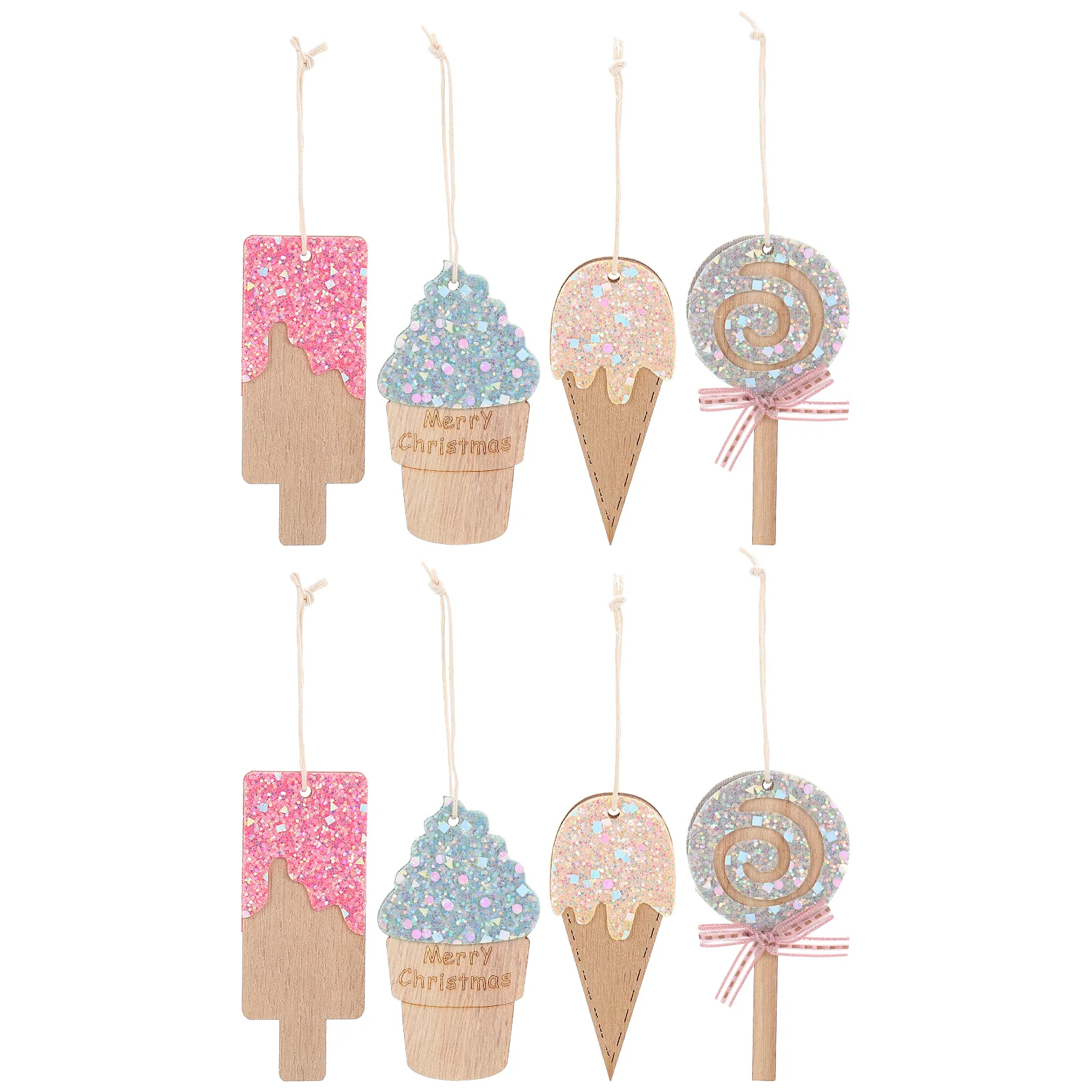 

8pcs Ice Cream Wood Cutouts Unfinished Unpainted Ice Lolly Shaped Pendants Ice Cream Wood Cutouts Ice Cream Hanging Ornaments
