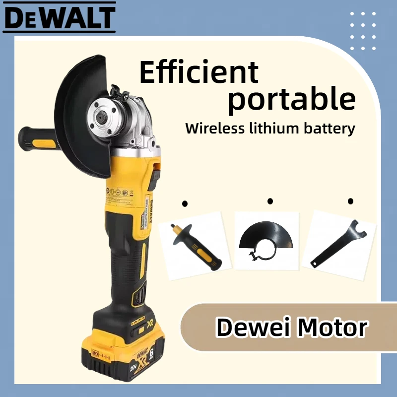 Фото DEWALT DCG405 20V MAX* XR ®   Угловая шлифовальная машина 4,5 дюйма с ползунковым переключателем, тормозом обратного хода, для шлифовки, затирки и резки, электроинструмент №1