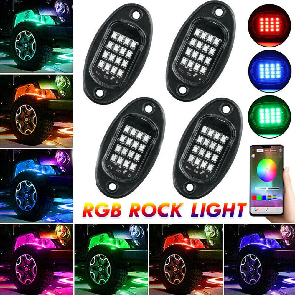 

4 светодиодный т., светодиодные RGB-лампы для внедорожников, 6000 К, 12 в пост. Тока